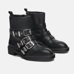ZARA genuine LEATHER moto boots